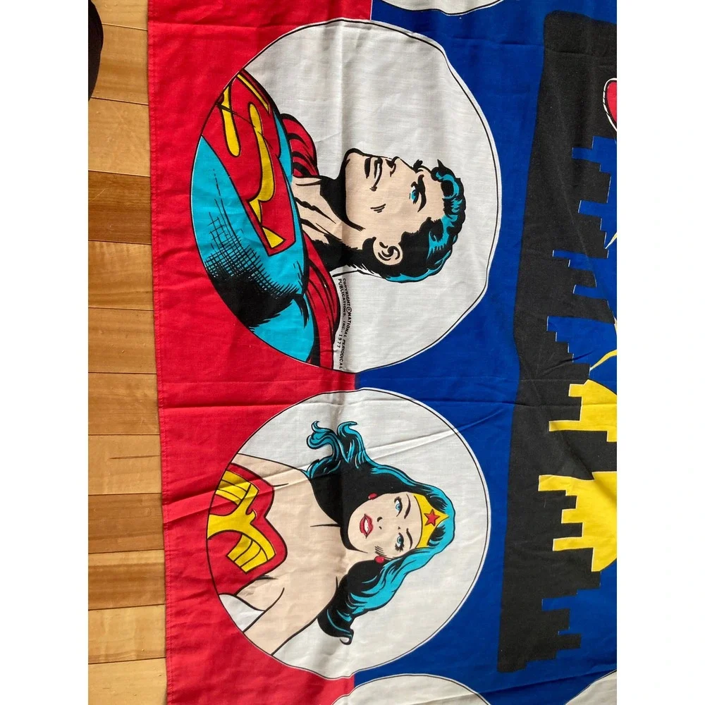 Vtg 1977 DC Comics Superman Flat Sheet Batman Wonder Woman Twin‎ Full Retro